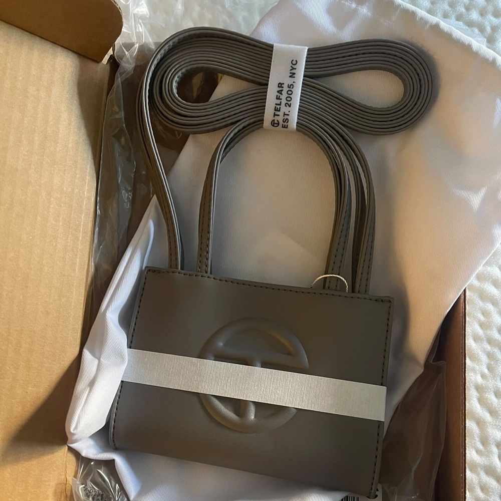 Brand new Telfar small shopping tote in Grey, unwrapped